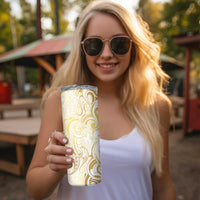 Gold And White Aotearoa Horse Racing Skinny Tumbler NZ Maori Pattern LT14 - Polynesian Pride