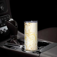 Gold And White Aotearoa Horse Racing Skinny Tumbler NZ Maori Pattern LT14 - Polynesian Pride