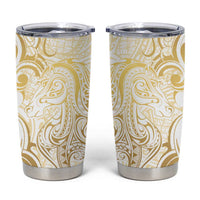Gold And White Aotearoa Horse Racing Tumbler Cup NZ Maori Pattern LT14 White - Polynesian Pride