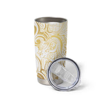 Gold And White Aotearoa Horse Racing Tumbler Cup NZ Maori Pattern LT14 - Polynesian Pride