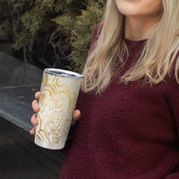 Gold And White Aotearoa Horse Racing Tumbler Cup NZ Maori Pattern LT14 - Polynesian Pride