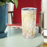 Gold And White Aotearoa Horse Racing Tumbler Cup NZ Maori Pattern LT14 - Polynesian Pride