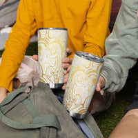 Gold And White Aotearoa Horse Racing Tumbler Cup NZ Maori Pattern LT14 - Polynesian Pride