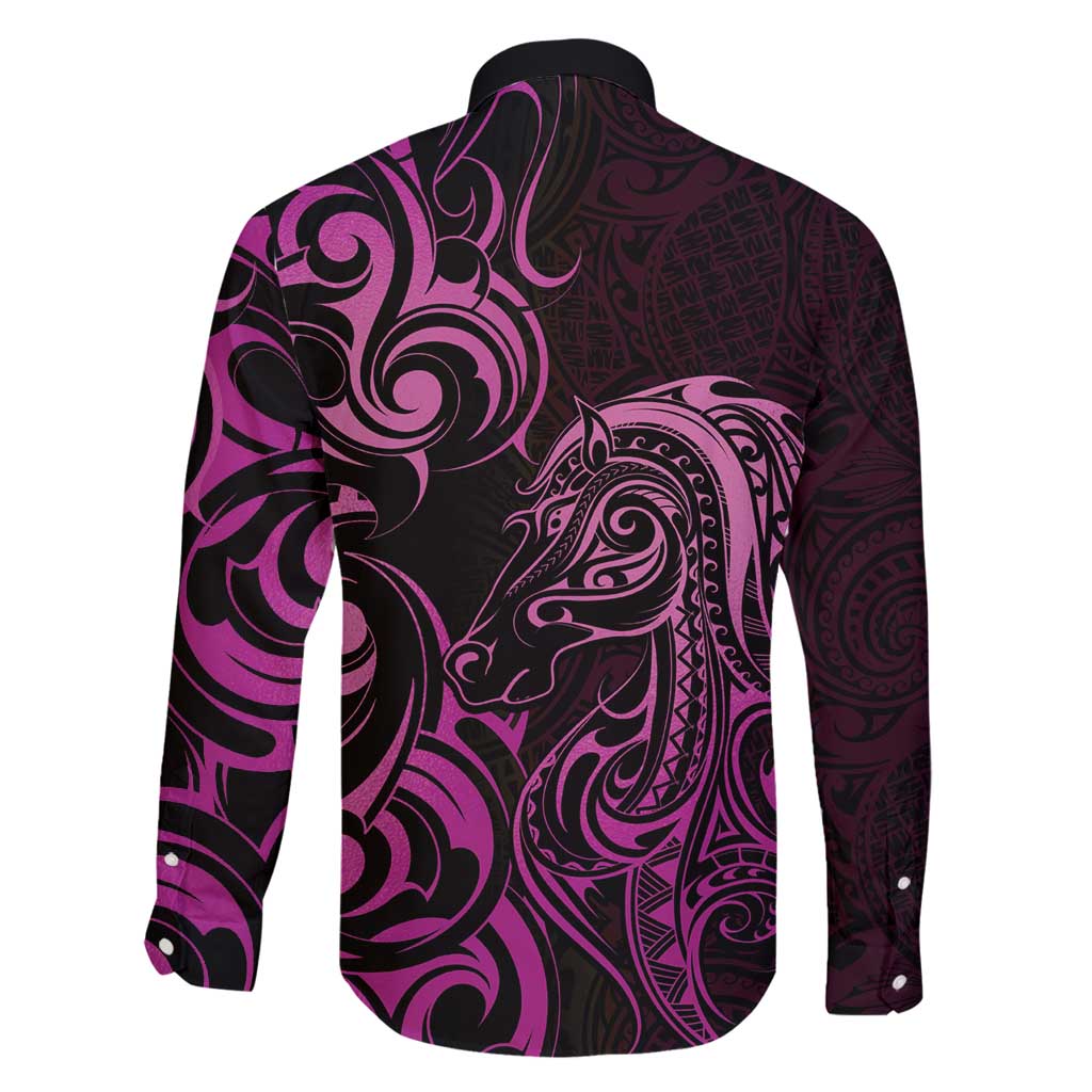 Pink Aotearoa Horse Racing Family Matching Mermaid Dress and Hawaiian Shirt NZ Maori Pattern LT14 - Polynesian Pride