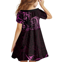 Pink Aotearoa Horse Racing Family Matching Off The Shoulder Long Sleeve Dress and Hawaiian Shirt NZ Maori Pattern LT14 - Polynesian Pride