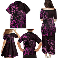 Pink Aotearoa Horse Racing Family Matching Puletasi and Hawaiian Shirt NZ Maori Pattern LT14 - Polynesian Pride