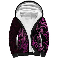 Pink Aotearoa Horse Racing Sherpa Hoodie NZ Maori Pattern LT14 Unisex Pink - Polynesian Pride