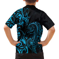 Blue Aotearoa Horse Racing Family Matching Summer Maxi Dress and Hawaiian Shirt NZ Maori Pattern LT14 - Polynesian Pride
