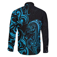 Blue Aotearoa Horse Racing Family Matching Tank Maxi Dress and Hawaiian Shirt NZ Maori Pattern LT14 - Polynesian Pride
