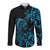 Blue Aoteara Horse Racing Long Sleeve Button Shirt NZ Maori Pattern