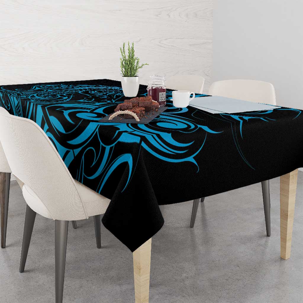 Blue Aoteara Horse Racing Tablecloth NZ Maori Pattern