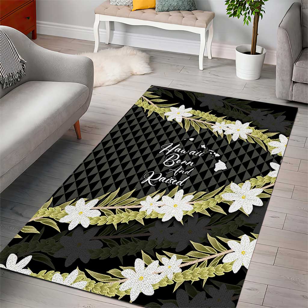 Born And Raised Aloha Hawaii Area Rug Kanaka Kakau Hawaiian Tiare Pakalana Lei LT14 - Polynesian Pride
