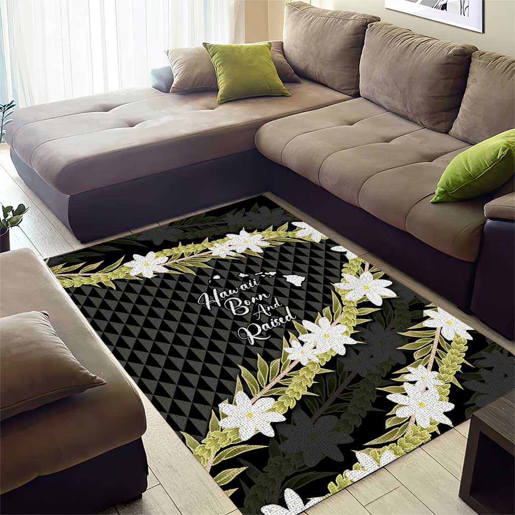 Born And Raised Aloha Hawaii Area Rug Kanaka Kakau Hawaiian Tiare Pakalana Lei LT14 - Polynesian Pride