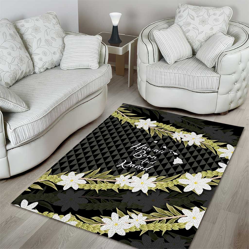 Born And Raised Aloha Hawaii Area Rug Kanaka Kakau Hawaiian Tiare Pakalana Lei LT14 - Polynesian Pride
