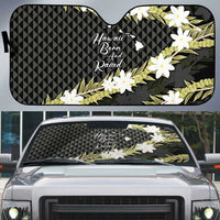 Born And Raised Aloha Hawaii Auto Sun Shade Kanaka Kakau Hawaiian Tiare Pakalana Lei LT14 Black - Polynesian Pride