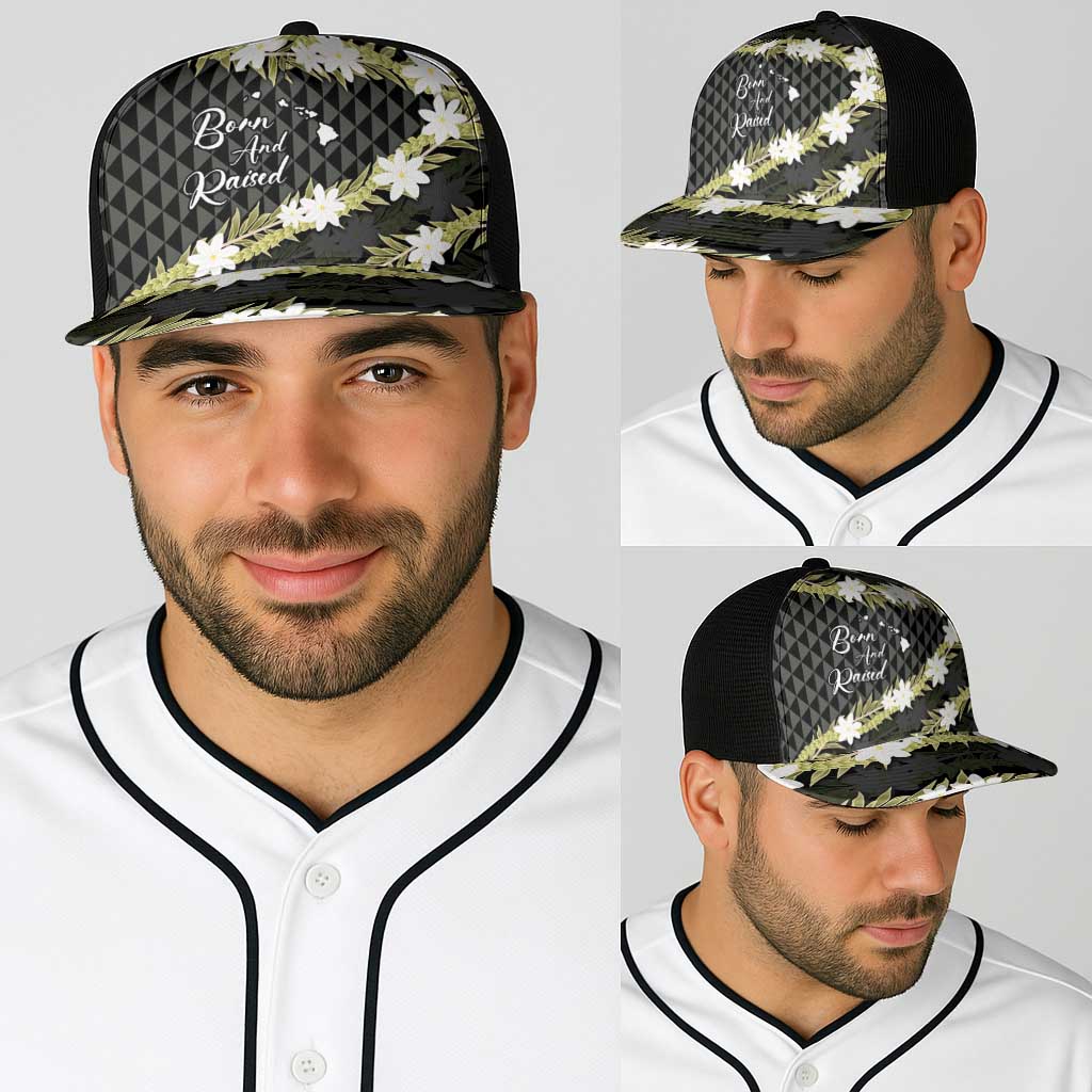 Born And Raised Aloha Hawaii Baseball Net Cap Kanaka Kakau Hawaiian Tiare Pakalana Lei - Polynesian Pride