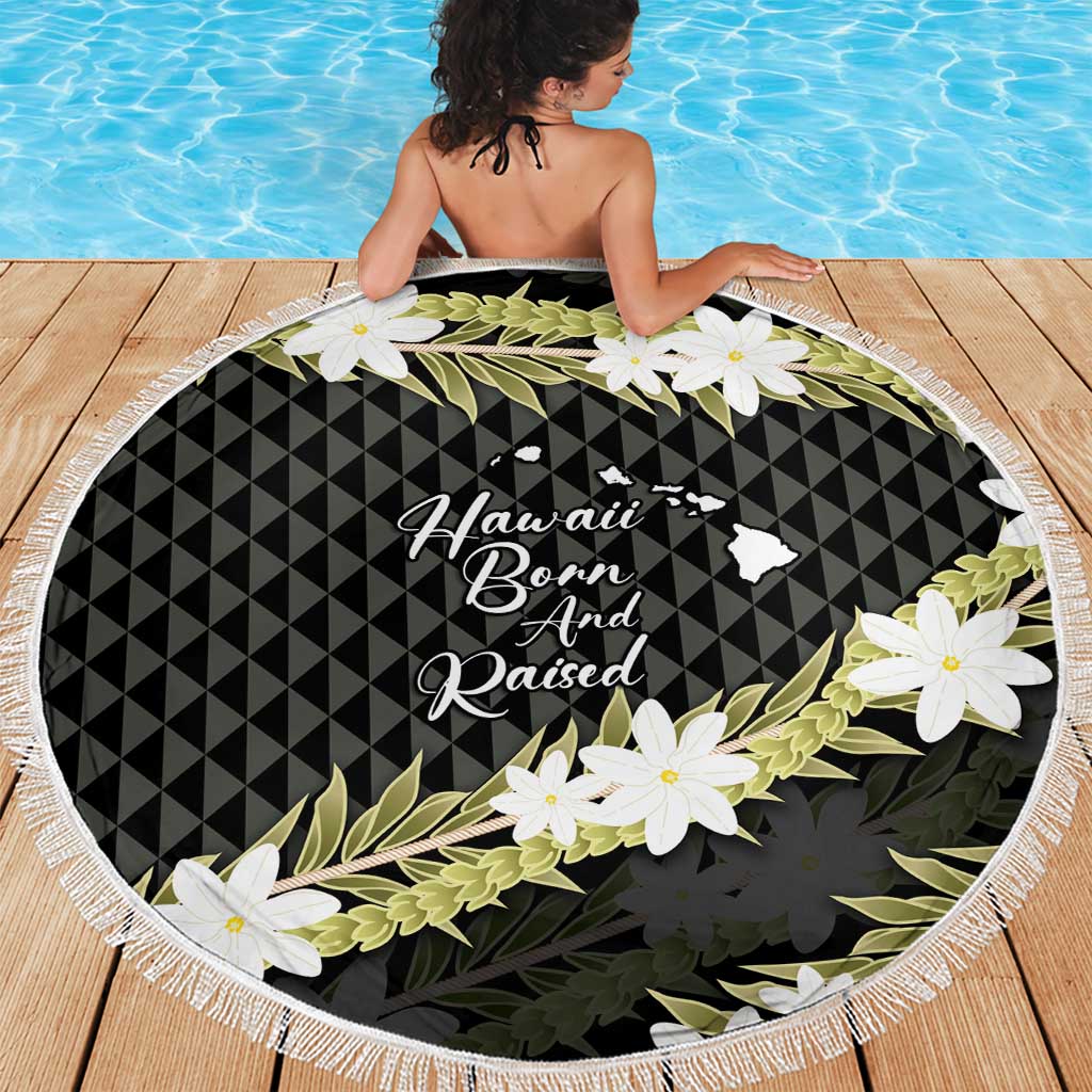 Born And Raised Aloha Hawaii Beach Blanket Kanaka Kakau Hawaiian Tiare Pakalana Lei LT14 - Polynesian Pride