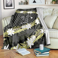 Born And Raised Aloha Hawaii Blanket Kanaka Kakau Hawaiian Tiare Pakalana Lei LT14 Black - Polynesian Pride