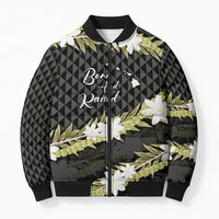Born And Raised Aloha Hawaii Bomber Puffer Jacket Kanaka Kakau Hawaiian Tiare Pakalana Lei LT14 Unisex Black - Polynesian Pride
