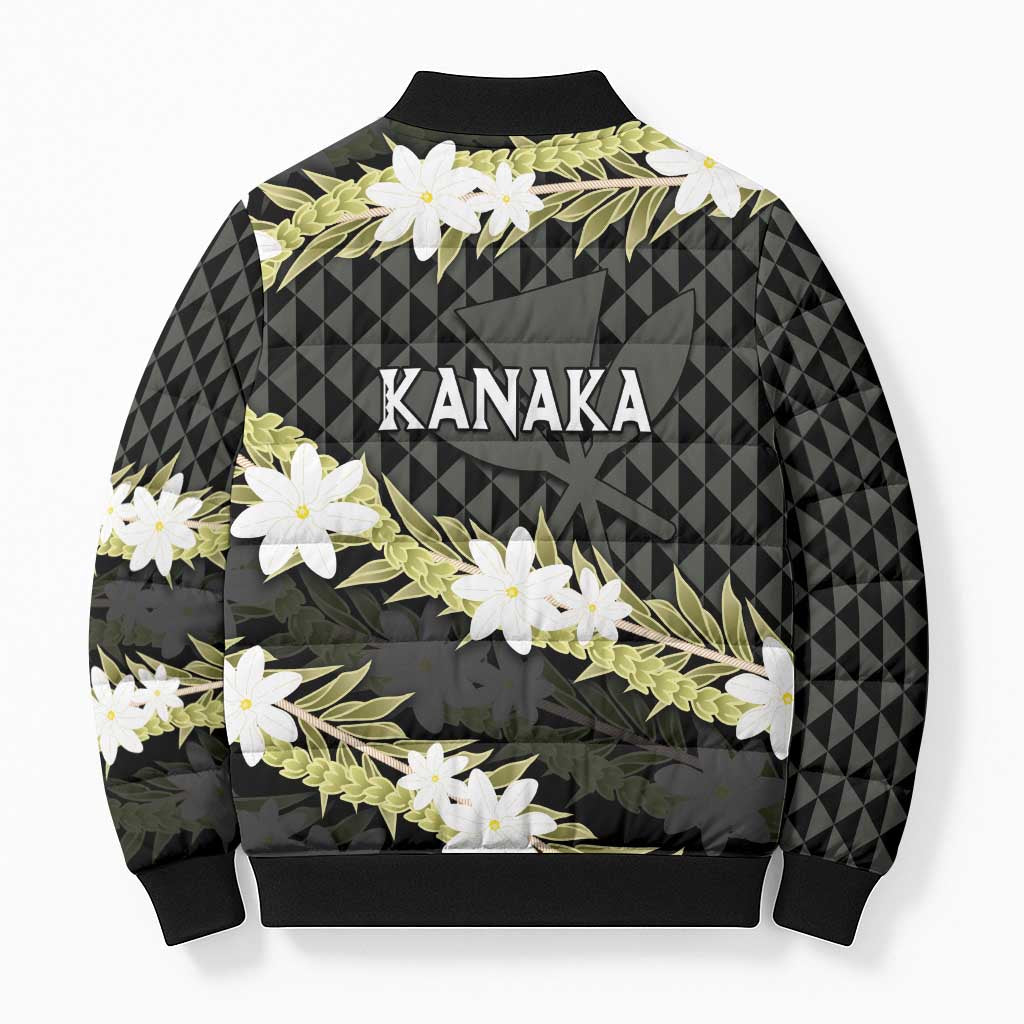 Born And Raised Aloha Hawaii Bomber Puffer Jacket Kanaka Kakau Hawaiian Tiare Pakalana Lei LT14 - Polynesian Pride