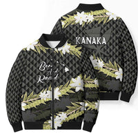 Born And Raised Aloha Hawaii Bomber Puffer Jacket Kanaka Kakau Hawaiian Tiare Pakalana Lei LT14 - Polynesian Pride