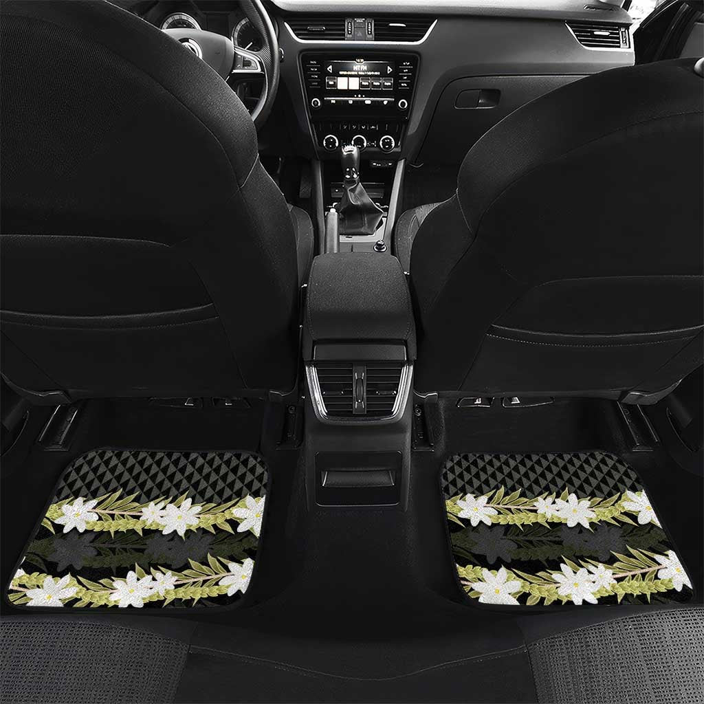 Born And Raised Aloha Hawaii Car Mats Kanaka Kakau Hawaiian Tiare Pakalana Lei LT14 Set 2pcs - Back Black - Polynesian Pride