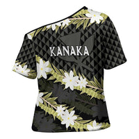 Born And Raised Aloha Hawaii Cross Shoulder Shirt Kanaka Kakau Hawaiian Tiare Pakalana Lei LT14 - Polynesian Pride