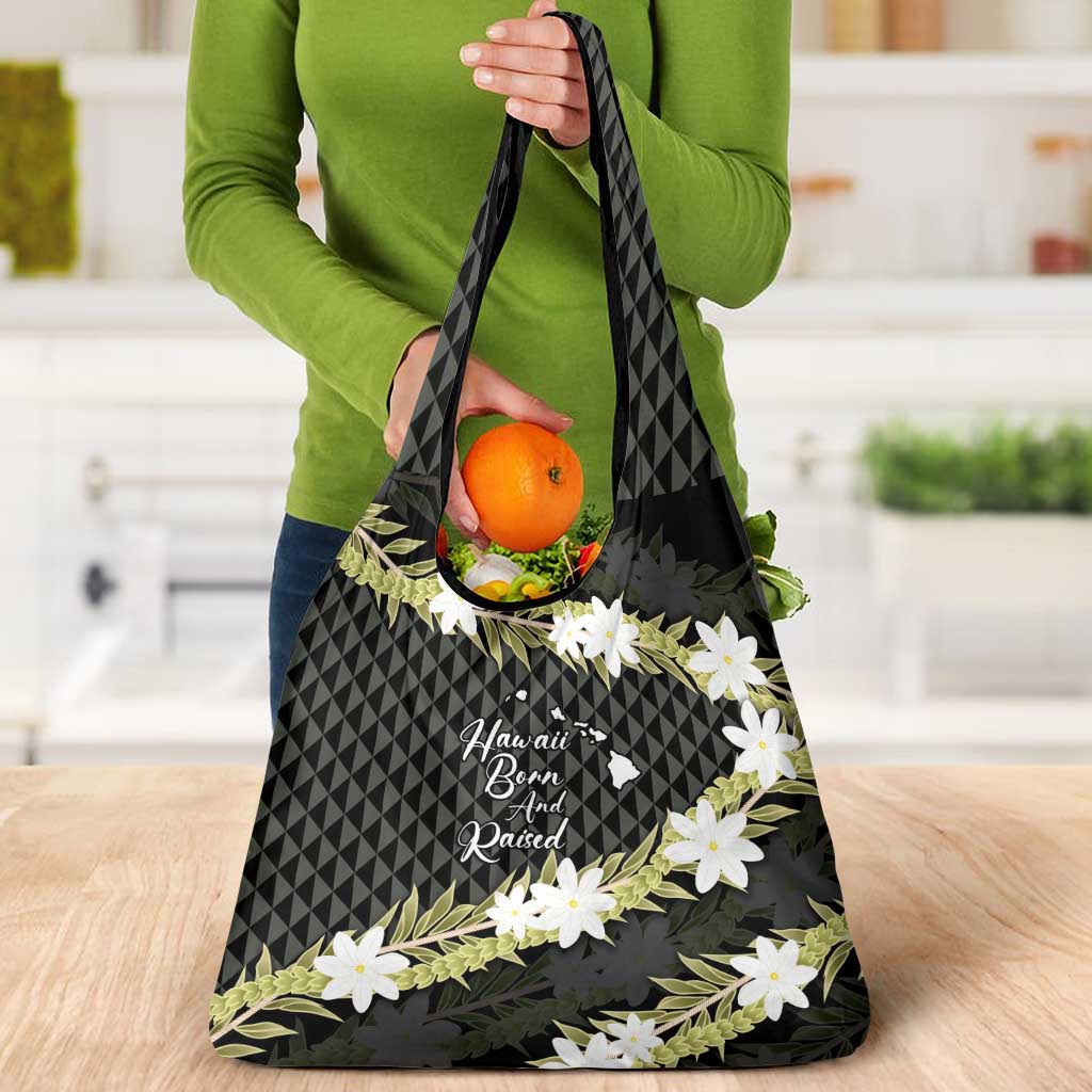 Born And Raised Aloha Hawaii Grocery Bag Kanaka Kakau Hawaiian Tiare Pakalana Lei LT14 - Polynesian Pride
