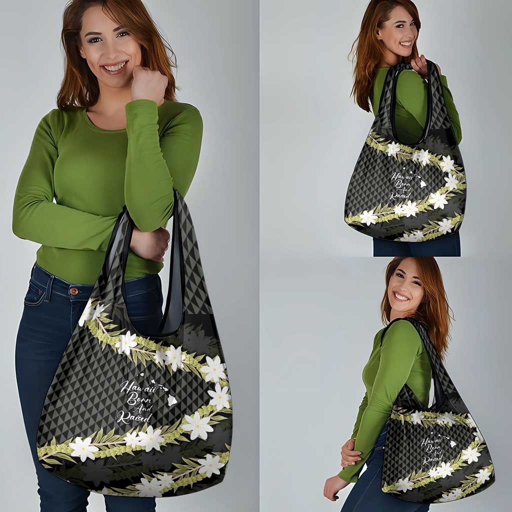 Born And Raised Aloha Hawaii Grocery Bag Kanaka Kakau Hawaiian Tiare Pakalana Lei LT14 - Polynesian Pride
