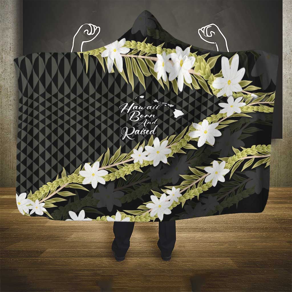 Born And Raised Aloha Hawaii Hooded Blanket Kanaka Kakau Hawaiian Tiare Pakalana Lei LT14 - Polynesian Pride