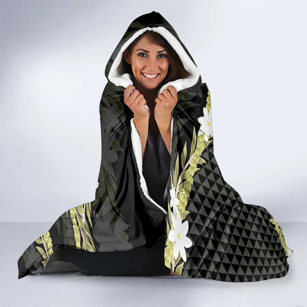 Born And Raised Aloha Hawaii Hooded Blanket Kanaka Kakau Hawaiian Tiare Pakalana Lei LT14 - Polynesian Pride