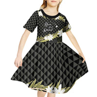 Born And Raised Aloha Hawaii Kid Short Sleeve Dress Kanaka Kakau Hawaiian Tiare Pakalana Lei LT14 - Polynesian Pride