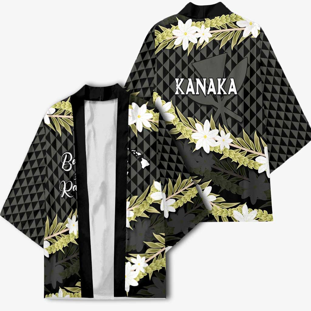 Born And Raised Aloha Hawaii Kimono Kanaka Kakau Hawaiian Tiare Pakalana Lei LT14 - Polynesian Pride
