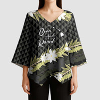 Born And Raised Aloha Hawaii Kimono Sleeve Blouse Kanaka Kakau Hawaiian Tiare Pakalana Lei LT14 - Polynesian Pride