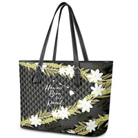 Born And Raised Aloha Hawaii Leather Tote Bag Kanaka Kakau Hawaiian Tiare Pakalana Lei LT14 - Polynesian Pride