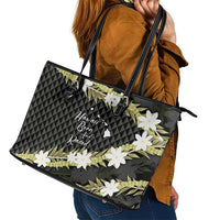 Born And Raised Aloha Hawaii Leather Tote Bag Kanaka Kakau Hawaiian Tiare Pakalana Lei LT14 - Polynesian Pride