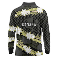 Born And Raised Aloha Hawaii Long Sleeve Polo Shirt Kanaka Kakau Hawaiian Tiare Pakalana Lei LT14 - Polynesian Pride