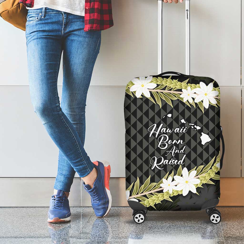 Born And Raised Aloha Hawaii Luggage Cover Kanaka Kakau Hawaiian Tiare Pakalana Lei LT14 - Polynesian Pride