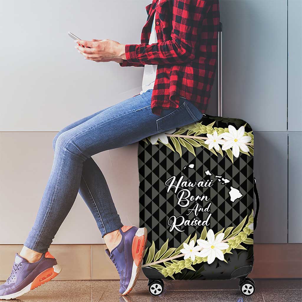 Born And Raised Aloha Hawaii Luggage Cover Kanaka Kakau Hawaiian Tiare Pakalana Lei LT14 - Polynesian Pride