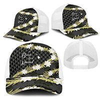 Born And Raised Aloha Hawaii Mesh Trucker Cap Kanaka Kakau Hawaiian Tiare Pakalana Lei LT14 - Polynesian Pride