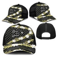 Born And Raised Aloha Hawaii Mesh Trucker Cap Kanaka Kakau Hawaiian Tiare Pakalana Lei LT14 - Polynesian Pride