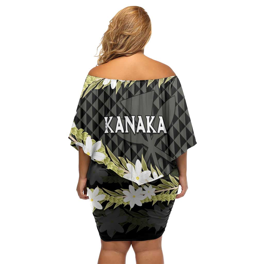 Born And Raised Aloha Hawaii Off Shoulder Short Dress Kanaka Kakau Hawaiian Tiare Pakalana Lei LT14 - Polynesian Pride