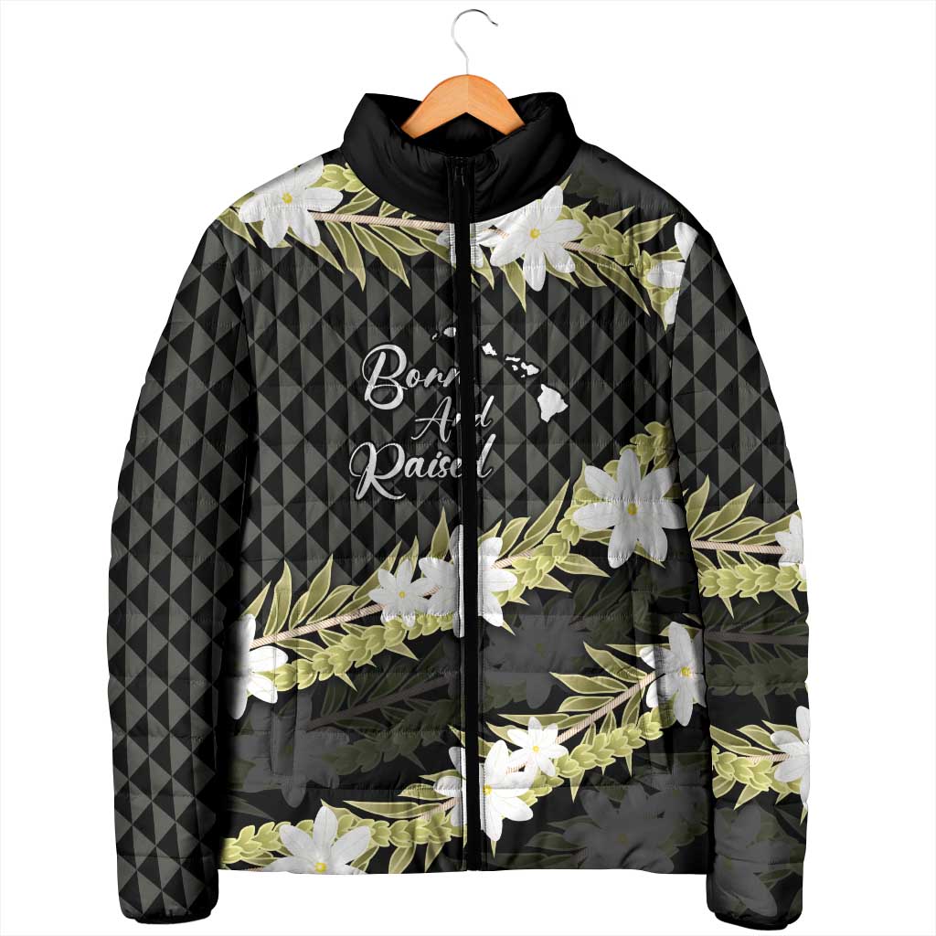 Born And Raised Aloha Hawaii Padded Jacket Kanaka Kakau Hawaiian Tiare Pakalana Lei LT14 - Polynesian Pride