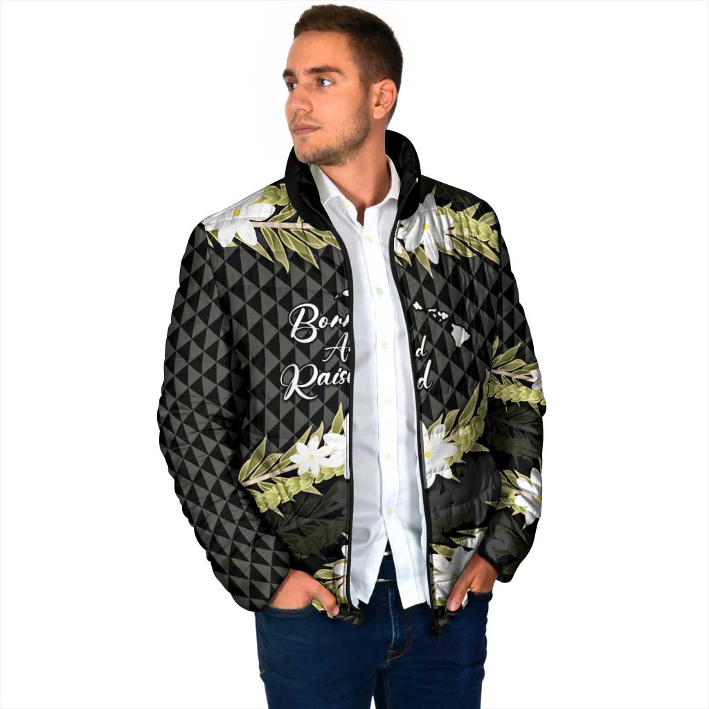 Born And Raised Aloha Hawaii Padded Jacket Kanaka Kakau Hawaiian Tiare Pakalana Lei LT14 - Polynesian Pride