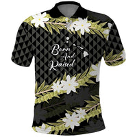 Born And Raised Aloha Hawaii Polo Shirt Kanaka Kakau Hawaiian Tiare Pakalana Lei LT14 Black - Polynesian Pride