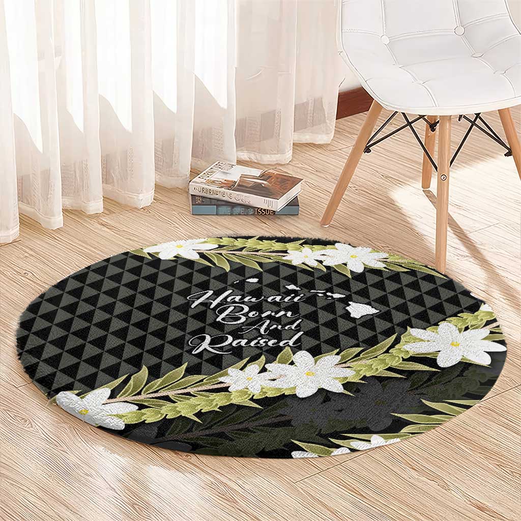 Born And Raised Aloha Hawaii Round Carpet Kanaka Kakau Hawaiian Tiare Pakalana Lei LT14 - Polynesian Pride