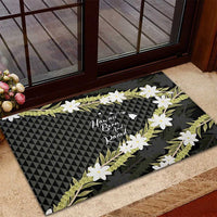 Born And Raised Aloha Hawaii Rubber Doormat Kanaka Kakau Hawaiian Tiare Pakalana Lei LT14 - Polynesian Pride