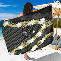 Born And Raised Aloha Hawaii Sarong Kanaka Kakau Hawaiian Tiare Pakalana Lei LT14 One Size 44 x 66 inches Black - Polynesian Pride