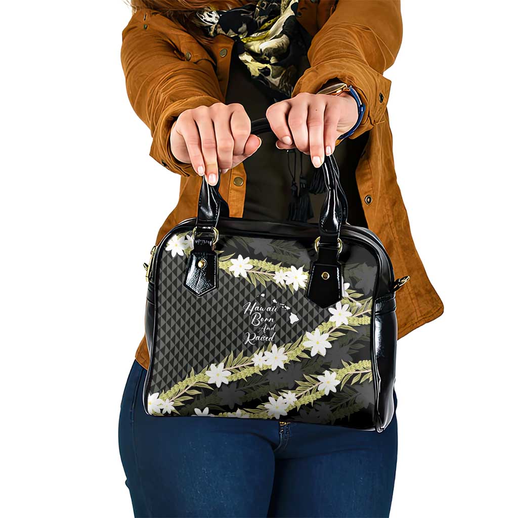 Born And Raised Aloha Hawaii Shoulder Handbag Kanaka Kakau Hawaiian Tiare Pakalana Lei LT14 One Size Black - Polynesian Pride