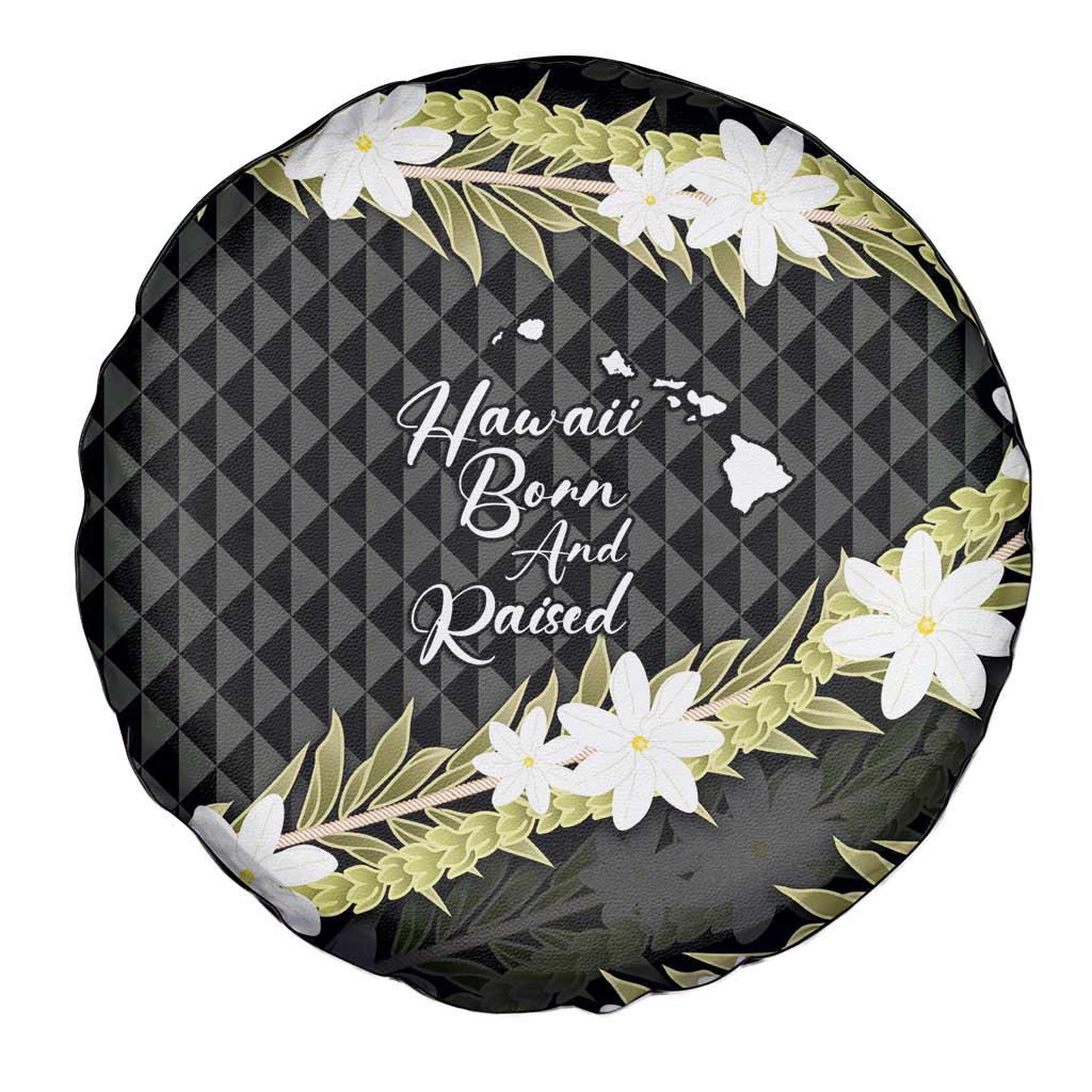 Born And Raised Aloha Hawaii Spare Tire Cover Kanaka Kakau Hawaiian Tiare Pakalana Lei LT14 - Polynesian Pride